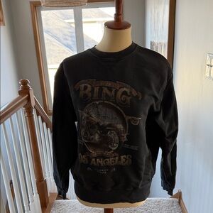 Anine Bing Black Graphic Crewneck Sweater